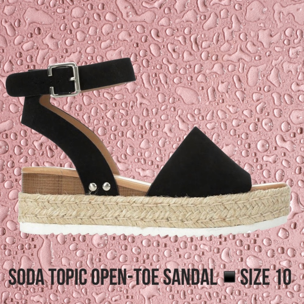 Soda Topic Open-toed sandal black, women’s size 10